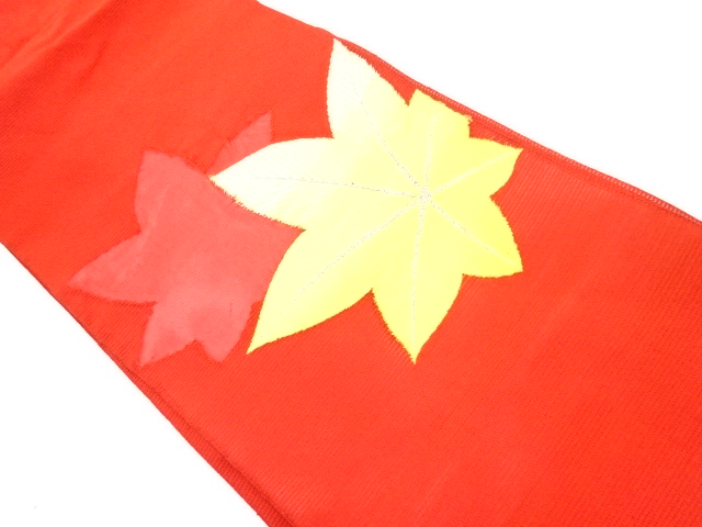 絽楓模様織り出し名古屋帯